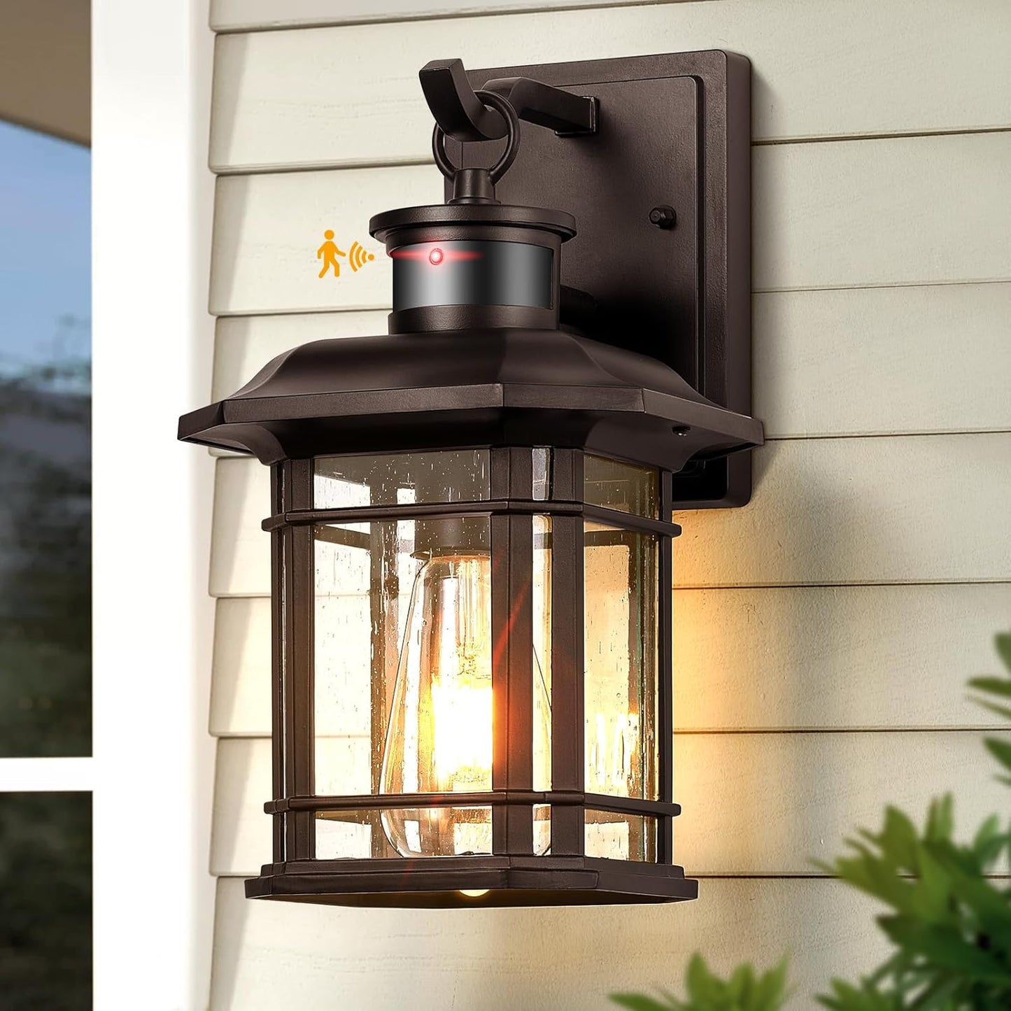VIANIS Brown Motion Sensor Outdoor Light Fixture, Dusk to Dawn Exterior Lights for House, Waterproof, Anti-Rust Outdoor Sconce Lights for House, Doorway, Garage, Oil Rubbed Bronze