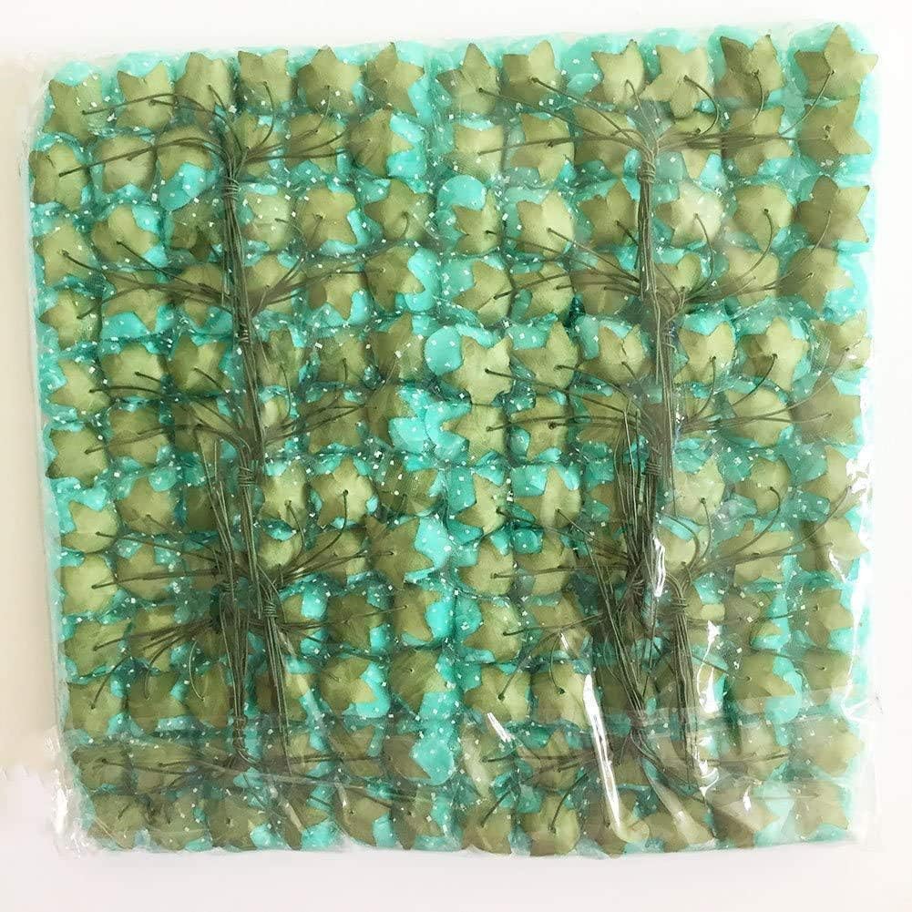 Mini Fake Rose Flower Heads 144pcs Mini Artificial Foam Roses DIY Wedding Flowers Accessories Make Bridal Hair Clips Headbands Dress (Bottom add Gauze) for Valentines Day,Wedding,Bridal Shower (Mint)