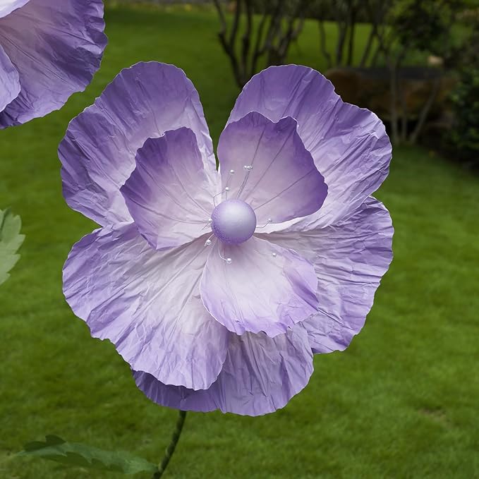 Giant Flowers for Decoration,Large Paper Flowers with Standing Stems and Base,3 pcs Artificial Flowers for Home Decor, Wedding Decorate, Photography Props, Party Banquet (Purple)
