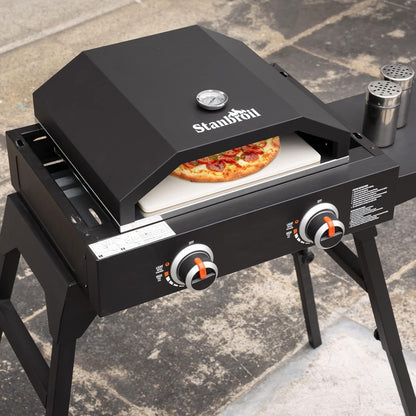 Stanbroil Outdoor Pizza Oven for Blackstone 17" or 22" Tabletop Griddles, Portable Pizza Maker with 13" Pizza Stone and Temperature Gauge, Blackstone Flat Top Gas Grill Accessories