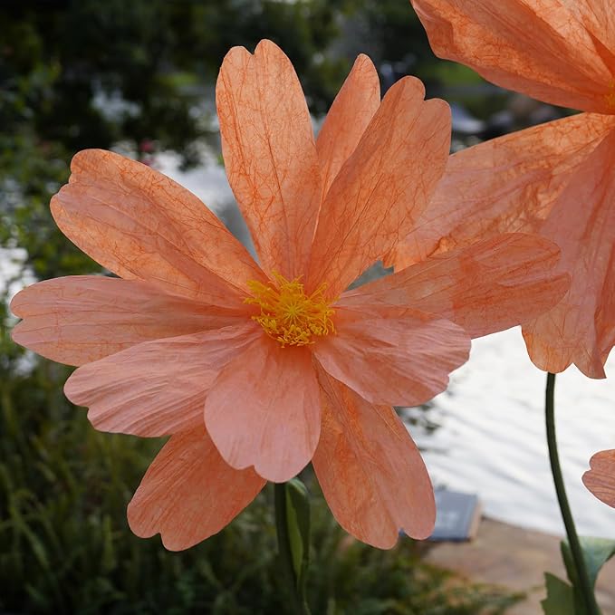 Artificial Giant Flowers for Decoration,Large Paper Daisies Flowers with Stems and Stands Base,Big Flower Decor for Wedding Birthday Party Garden, Party Banquet Background Decor (Orange)