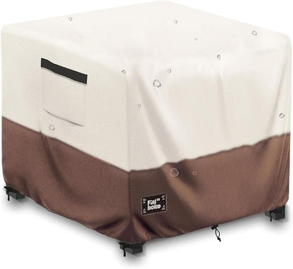 Patio Ottoman Cover,22"L x 22"W x 18"H Square Patio Dining Table Cover for Outdoor Furniture,100% Waterproof 600D Heavy Duty Outdoor Table Cover,Beige&Brow