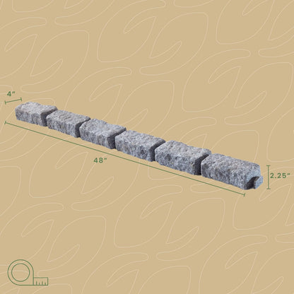 Beuta Landscape Edging | Garden Edging Border | Faux Stone Bricks for Lawn Edging, Flower beds, Pathways & Yard Edging– 1 Pack | Each Section Has 6 Bricks 48" L x 4" W x 2.25" H | 3 Spikes |Greystone
