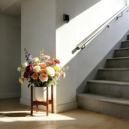 ALIGADO 2 Pack Bamboo Plant Stands Indoor, for Up to 10 Inch Pots, Built to Fit Corners, Sturdy & Stable Design, Walnut Finish