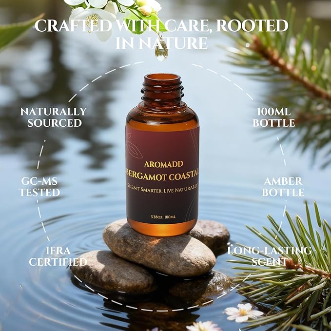 AROMADD Bergamot Coastal Diffuser Oil Inspired by Luxury Hotel Scent 3.38 Fl Oz (100ml), Aroma Diffuser & Hotel Fragrance Diffuser Oil, Essential Oil Diffuser for Aromatherapy, Long-Lasting