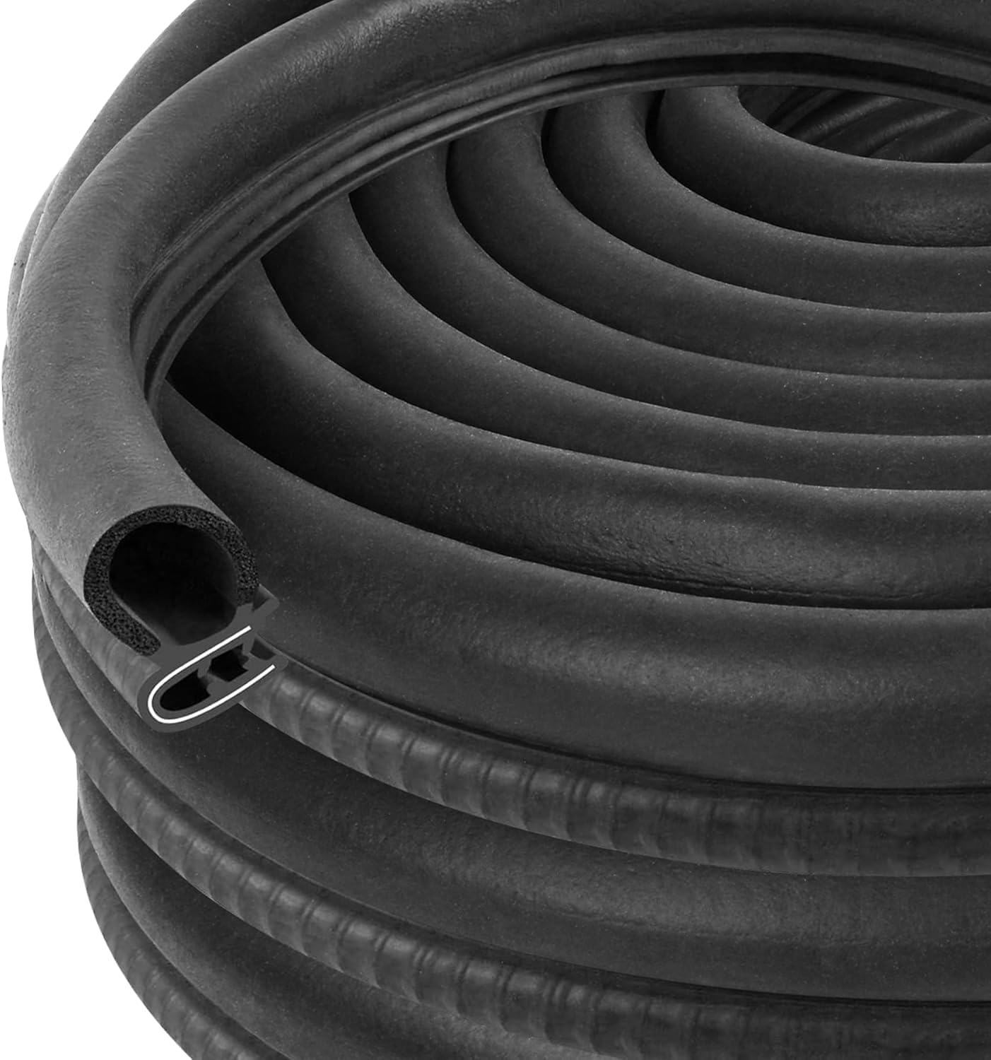 Automotive Door Weather Stripping 50Ft Car Door Rubber Edge Trim Seal Strip Gasket with Side Bulb for Car Bus Camper Boat RV Truck Doors