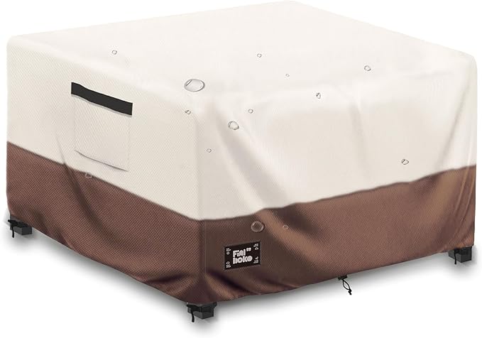 Patio Ottoman Cover,40"L x 40"W x 23"H Square Patio Dining Table Cover for Outdoor Furniture,100% Waterproof 600D Heavy Duty Outdoor Table Cover,Beige&Brow