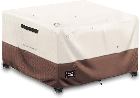 Patio Ottoman Cover,40"L x 40"W x 23"H Square Patio Dining Table Cover for Outdoor Furniture,100% Waterproof 600D Heavy Duty Outdoor Table Cover,Beige&Brow