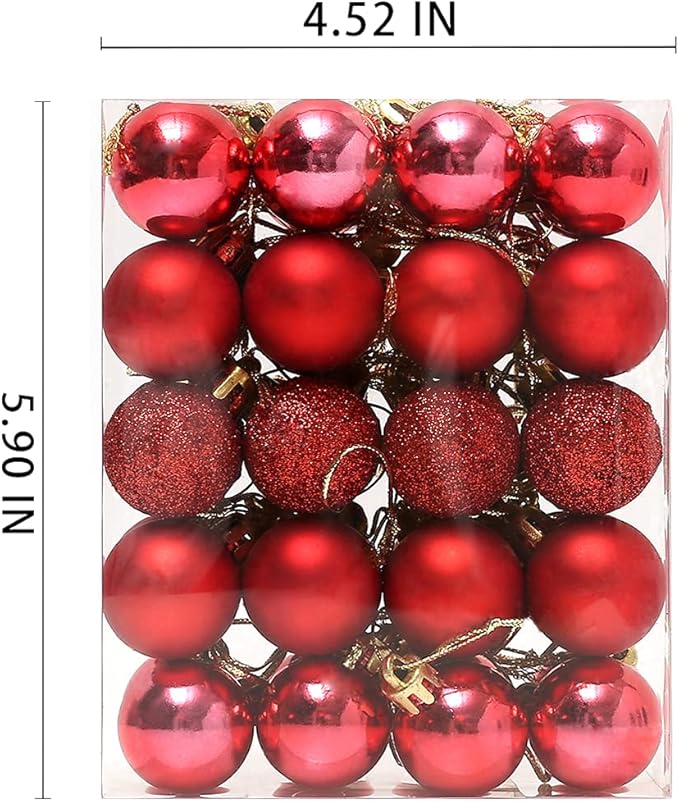 160 Pcs Christmas Balls Ornaments for Xmas Tree - Shatterproof Christmas Tree Decorations Small Hanging Ball 1.18" X 160 Pack (Red)