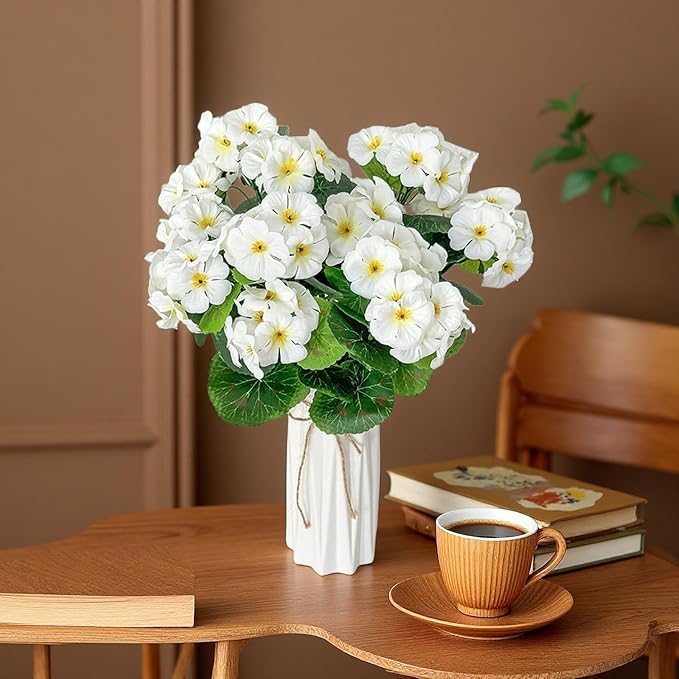 Artificial Flowers for Outdoors - UV Resistant & Fade-Resistant Fake Flowers, 10 Bundles Waterproof Faux White Eucalyptus for Garden, Yard, Patio, Wedding & Home Decor 10 White Bundles