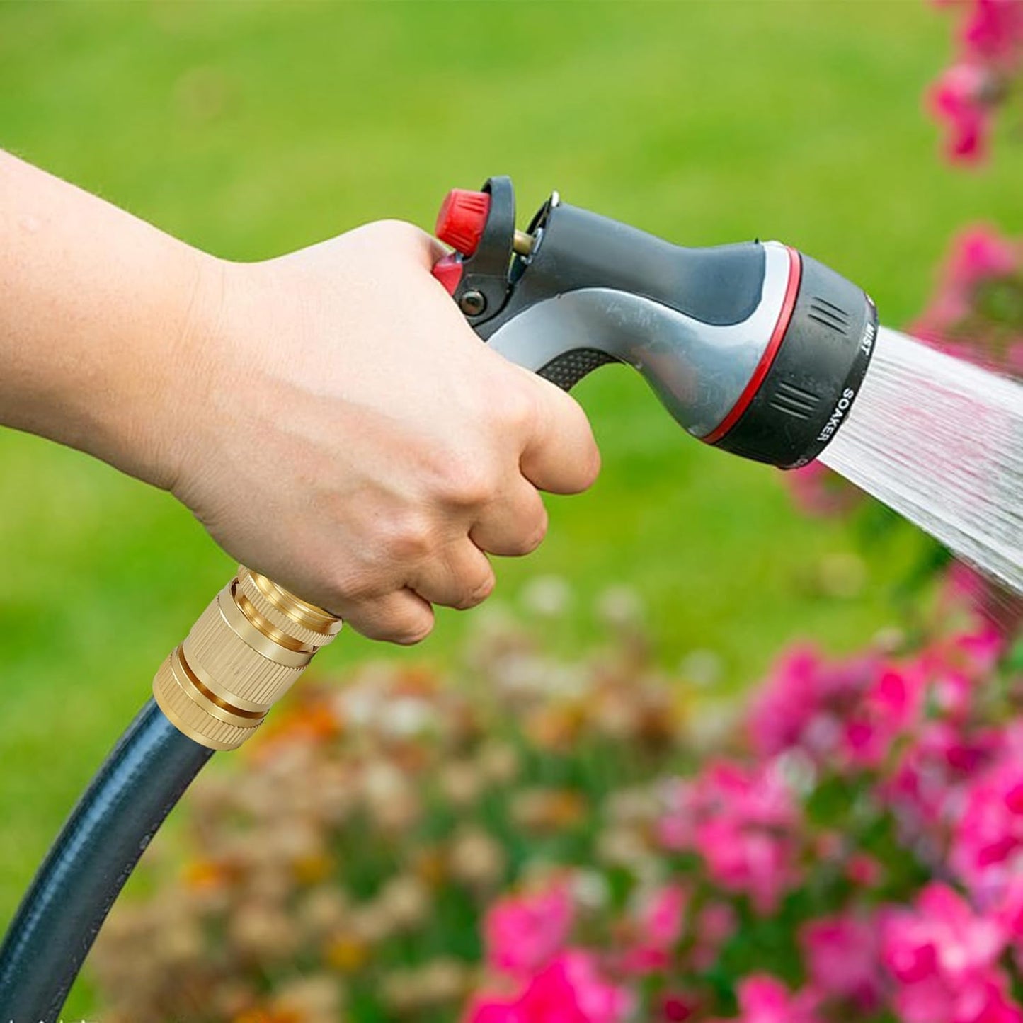 Hourleey Garden Hose Quick Connect, 6 Set Solid Brass 3/4 Inch GHT Thread Garden Hose Quick Connect Fittings, No-Leak Male and Female Water Hose Quick Release Connectors