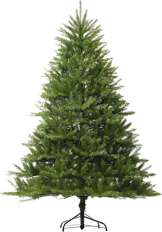 7FT Unlit Christmas Tree Green, Dunhill Fir Artificial Tree with 2144 PVC Branch Tips, Realistic Full Shape, Foldable Metal Stand for Indoor Home, Office & Holiday Decoration
