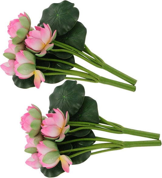 Artificial Lotus Flower, 2pcs Simulation Lotus Decoration Fake Flowers Centrepieces with Stems Floral Art for Home Office Table Centerpiece Decor