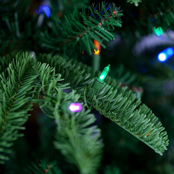 YULETIME 6.5ft Pre-Lit Christmas Tree, Realistic Spruce Holiday Decorative Tree with UL Listed 300 Multicolor LED Christmas Lights (6.5' Realistic Spruce Multicolor)