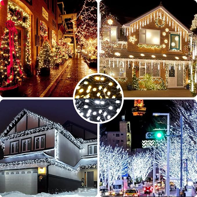 AmyHomie Color Changing Christmas Lights, 108Ft 300LED White Warm White String Lights, 8 Modes Waterproof Fairy String Lights for Outdoor & Indoor Christmas Tree Home Patio Garden Decor