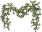 Dolicer 2 Packs 6.56Ft Eucalyptus Garland with Flowers - 8 White Roses, Artificial Flower Fake Rose Vine Faux Greenery for Wedding Backdrop Arch Table Wall Party Home Decor, Grey Green