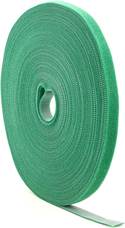 Plant Ties Hook and Loop Garden Tape Roll Gentle Double Sided Garden Stake Strap Reusable Adjustable Nylon Plant Support Ties for Climbing Plants (1/2 Inch x 82 ft, Green)