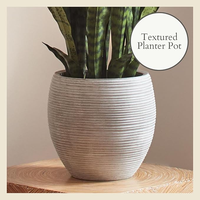 CG Hunter Faux Snake Plant, Premium Artificial Indoor Plant Stands 40” Tall and Enhances Interior Design, Lifelike-Leaves Create Realistic Natural Appearance, Grey Planter Pot Included