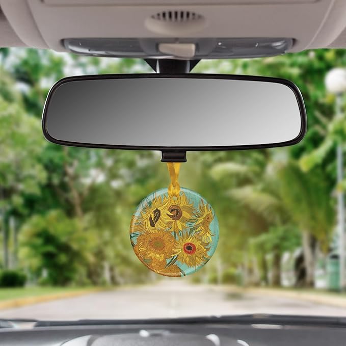 Christmas Tree Ornament, Porcelain Van Gogh Sunflowers fine Art Keepsake Ornament by RainCaper