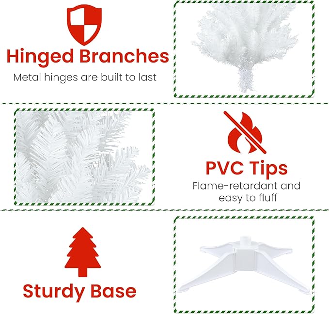 3FT Small Christmas Tree, Artificial Tabletop Mini Christmas Tree, Easy Assembly, Not Pre-lit, Ideal for Home, Office, and Xmas Home Party Decoration, White