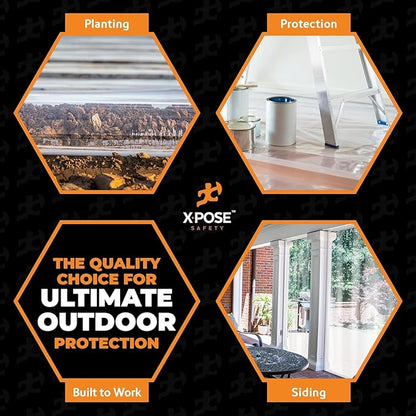 5' x 7' Clear Vinyl Tarp - Super Heavy Duty 20 Mil Transparent Waterproof PVC Tarpaulin with Brass Grommets - for Patio Enclosure, Camping, Outdoor Tent Cover, Porch Canopy - by Xpose Safety