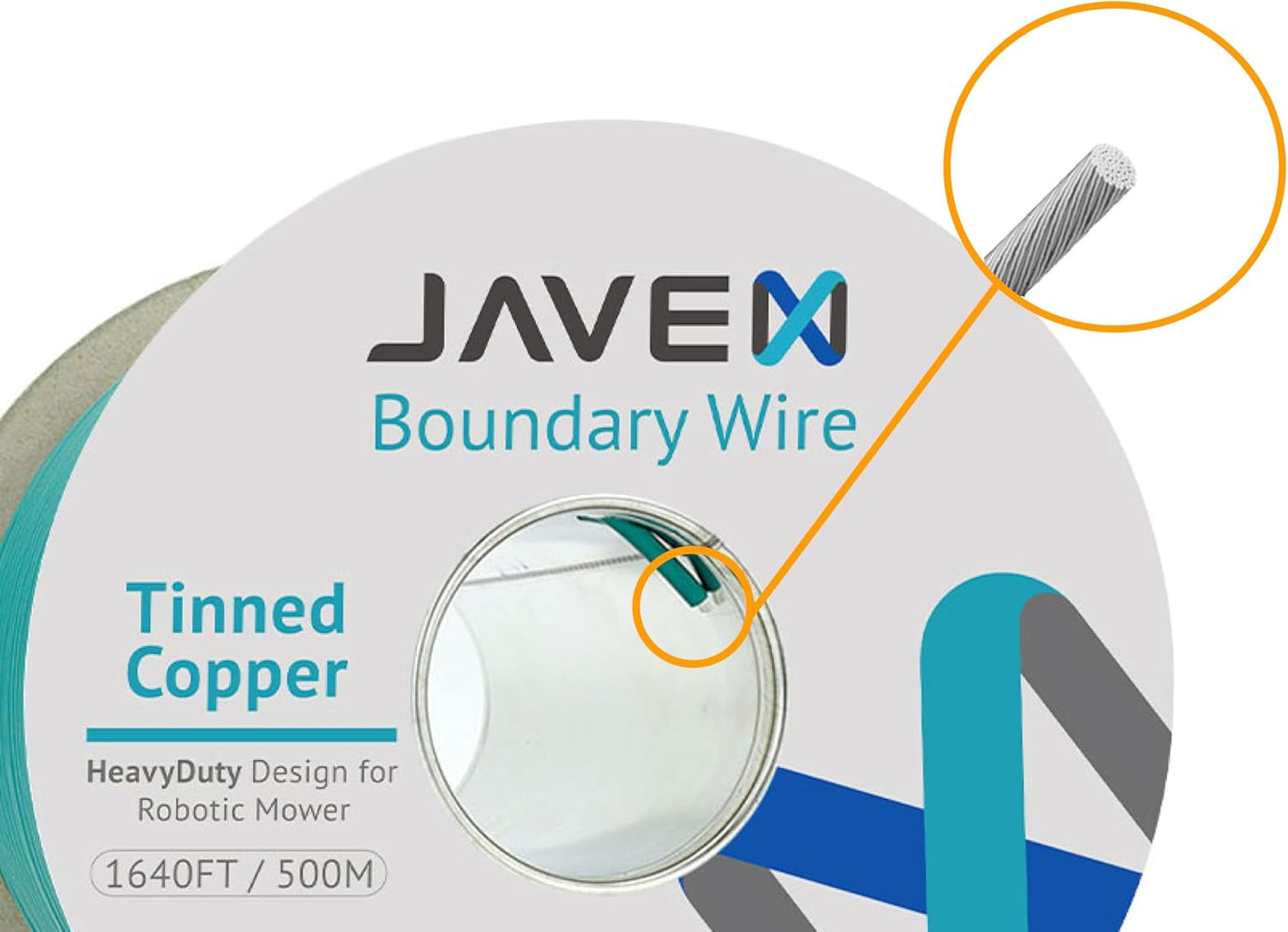 JAVEX Robotic Mower Boundary Wire Cable- Tinned Copper Heavy Duty Universal for Gardena, Husqvarvna, Worx & Other Lawn Auto-Mower Brands Installation Kit [3.4mm, 24x0.25mm] Green, 500M/1640ft
