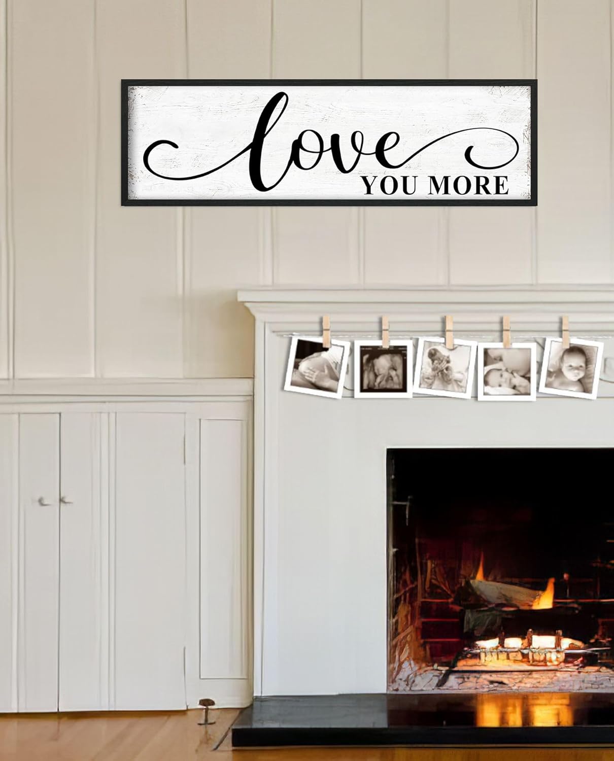 Love You More Sign Wall Decor: Bedroom Wall Art Decor Above Bed Modern Farmhouse Rustic Family Wall Signs Framed Hanging Wall Plaques Home Decor for Living Room Master Bedroom 12" x 40"