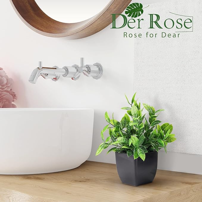 Der Rose 6 Pack Fake Plants Mini Artificial Plants for Home Office Farmhouse Bathroom Shelf Decor Indoor
