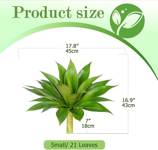 Artificial Agave Plant Fake Agave Plant Artificial Plants Outdoor Uv Resistant Artificial Fake Plants Suitable for Indoor Home Decor Outdoor Courtyard Balcony Terrace Decor 1Pcs,17.8'',Green
