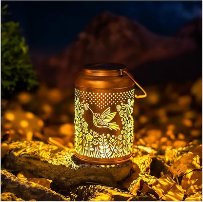 Hummingbird Solar Lanterns Outdoor Hanging Waterproof Solar Lights Hummingbird Gifts for Women Men Metal Bird Decorative LED Lanterns for Outside, Patio, Landscape, Yard Decor, Garden Decorations