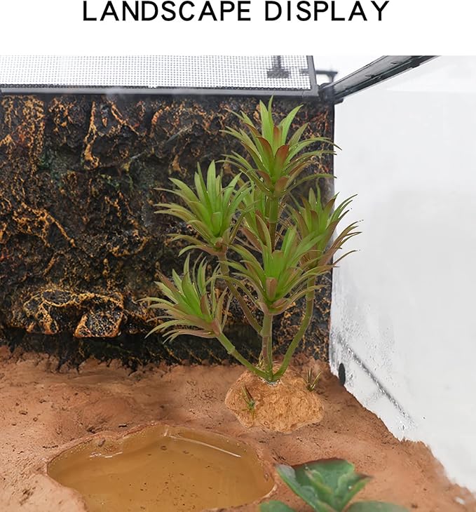Woyrise Reptile Artificial Plants Terrarium Decor, Fake Desert Plants Bearded Dragon Tank Decorations Accessories fit Crested Gecko Leopard Lizard Chameleon Ball Python Snake Frog - Tillandsia