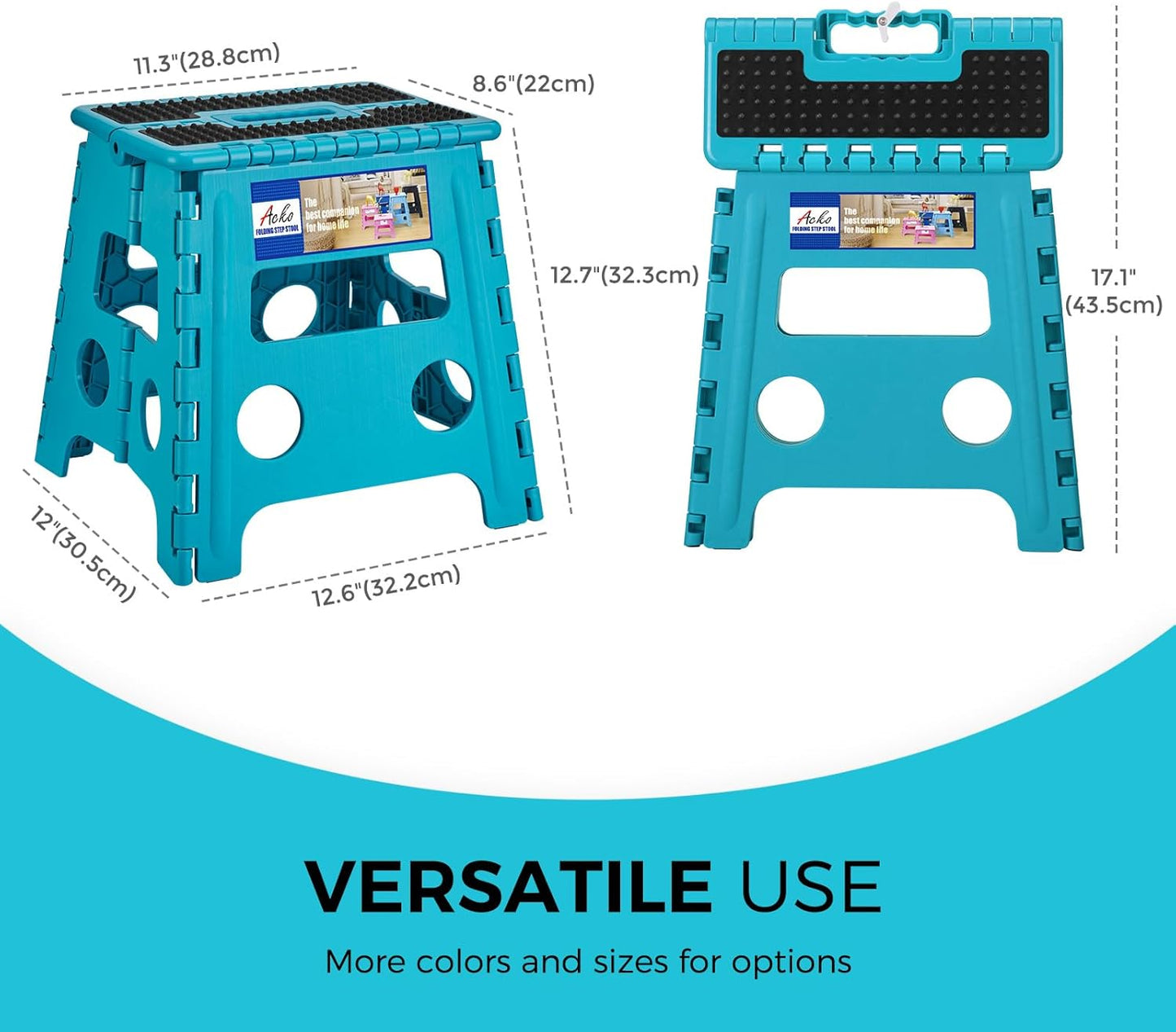 ACKO Folding Step Stool - 13" Premium Heavy Duty Foldable Stool for Adults, Kitchen Garden Bathroom Stepping Stool (1 Pack)