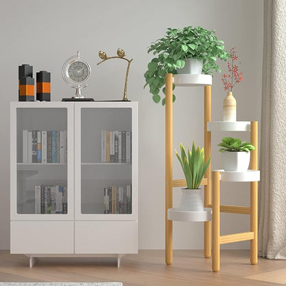 Wisuce Bamboo Plant Stands Indoor, 4 Tier Tall Corner Plant Stand Holder Plant Display Rack for Living Room Bedroom (4 Tier Stand)