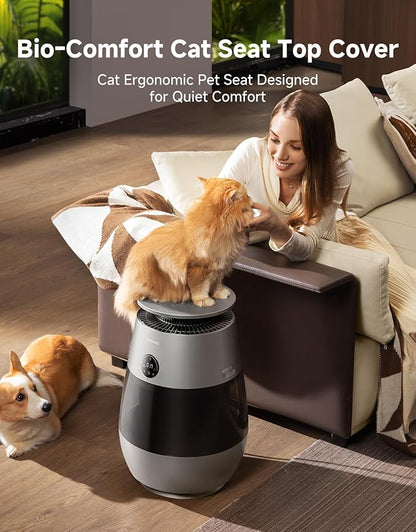 ‌Dreame Pet Air Purifier AP10 for Home Large Room, Cleans 5,386 ft² in One Hour, Smart Air Cleaner with 360° Visual Collection of Cat Hair, 3 Filters for Odor Purification, ‌Pet-Friendly Design, Grey