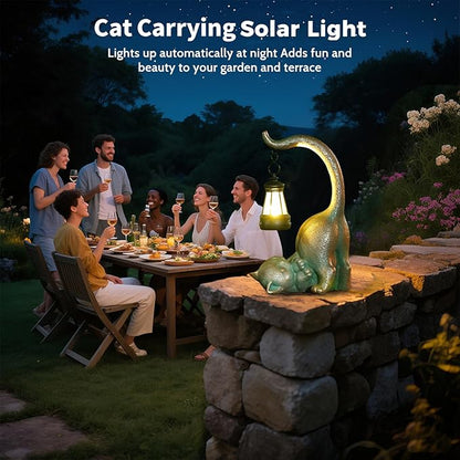 Cat Garden Statue Outside Decor with Lantern for Yard Art Lawn Ornaments Porch Patio Balcony Home House Birthday Gifts for Grandma Mom Women Sister Lover