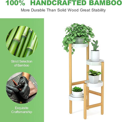Wisuce Bamboo Plant Stands Indoor, 4 Tier Tall Corner Plant Stand Holder Plant Display Rack for Living Room Bedroom (4 Tier Stand)