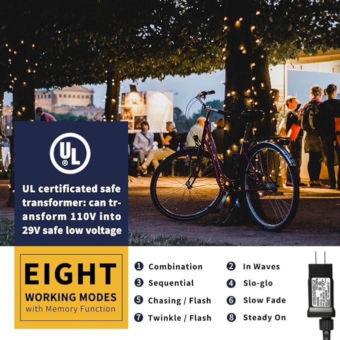 XTF2015 105ft 300 LED Christmas String Lights, End to End Plug 8 Modes Christmas Lights UL Certified Outdoor Indoor Fairy Light Christmas Tree, Patio, Garden, Party, Wedding, Holiday (Warm White)