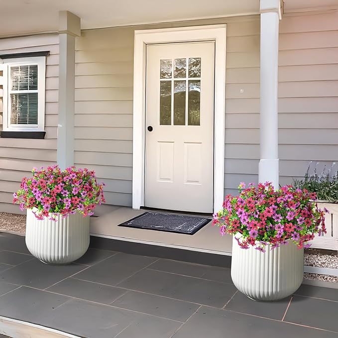 Artificial Flowers for Outdoors, 12 Bundles Multicolor Faux Silk Flower Spring Summer Decoration, Artificial Plants Fake Outdoor Flowers UV Resistant No Fade for Home Planter Porch Patio Yard Decor