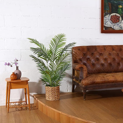 LOMANTO Fake Majesty Palm Plant 4Ft Artificial Plants for Home Decor Indoor Faux Palm Trees in Pot Fake Tropical Plants for Housewarming Gift 2Pack