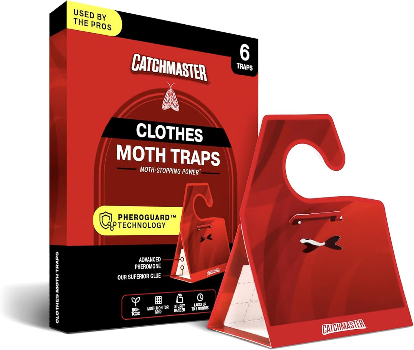 Catchmaster Clothes Moth Traps with Premium PheroGuard Technology – XL, Extra-Strength Glue – Odorless, Kids and Pet Safe – Traps & Eliminates Moths – Protects Clothes, Closets and Wardrobes – 6-Pack