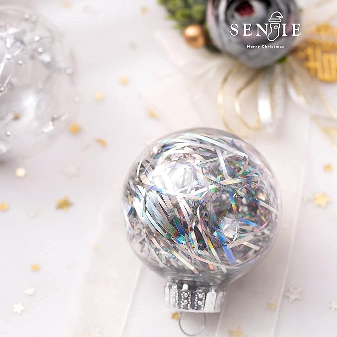 Christmas Ornaments Ball Set-Shatterproof Clear Plastic Decorative Baubles for Xmas Tree House Holiday Wedding Party Decoration,20pcs Silver