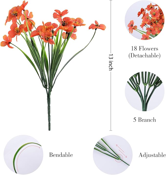 AGIRL 24 Bundles Artificial Fall Flowers Outdoor Indoor Decoration,Fake Plastic Flowers,Faux Mums Plant for Thanksgiving Fall Decor,for Hanging Outside Garden Front Door Porch Patio Window Box