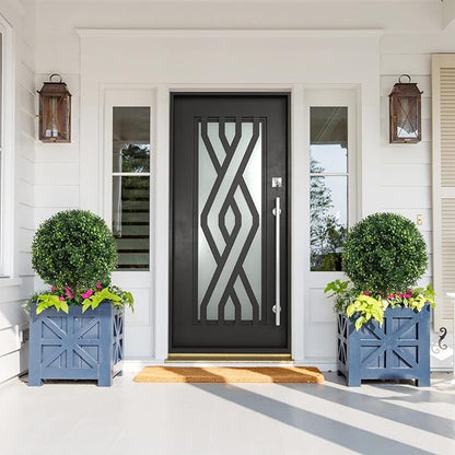 Set of 2 Artificial Boxwood Ball Trees for Outdoor with Spike, UV Resistant Faux Topiary Ball, Fake Plants Greenery Round Shrubs Bushes for Entryway Front Porch Decor