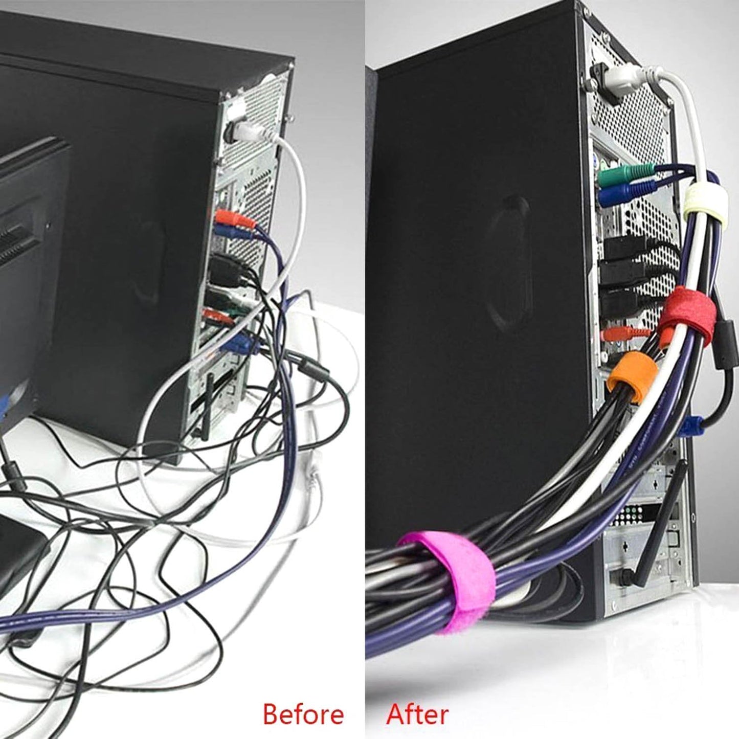 Reusable Fastening Tape Cable Ties 3/4 Inch Double Side Hook Roll (25 Yard, Red)