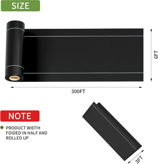 6ftx300ft Weed Barrier Landscape Fabric Heavy Duty, Premiun 2.4OZ Garden Geotextile Fabric, Outdoor Weed Blocker Landscaping Fabric, for Driveway Mats, Erosion Control, Ground Cover Weed Barrier