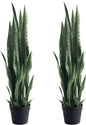 Fake Snake Plant 3ft Tall Faux Sansevieria with 24 Realistic Leaves UV Resistant Potted 2 Pack Fake Mother in Law's Tongue Plants for Indoor Outdoor Home Office Bedroom or Patio Decoration
