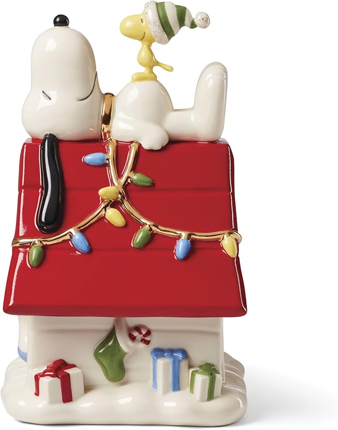Lenox 896324 Snoopy Christmas Covered Candy Dish, Holiday Hosting