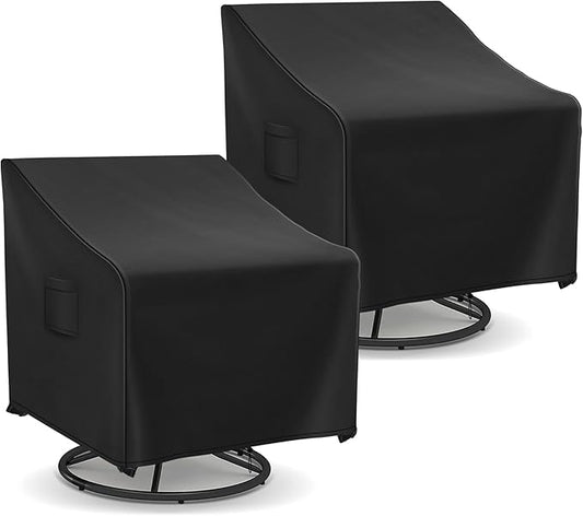 Outdoor Swivel Chair Covers Waterproof, Outdoor Rocking Chair Covers 2 Pack, Patio Chair Covers for Outdoor Furniture Fits up to 30W x 34D x 38.5H inches, Black