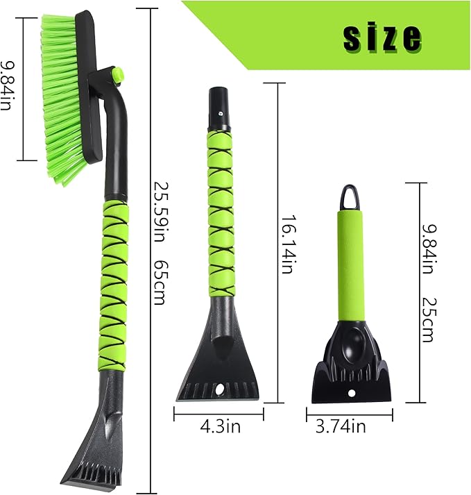 25" Snow Brush & Ice Scraper for Car Windshield, Detachable Snow Scrapers with Foam Grip for Cars, Trucks, SUVs