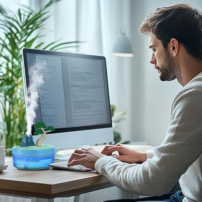 Cute Mini Humidifier 320mL Cool Mist Humidifie mute with 2 Mist Modes, for Home/Nursery/Office, Portable Mini Air Moisturizer,rechargeable mini humidifier(Blue)